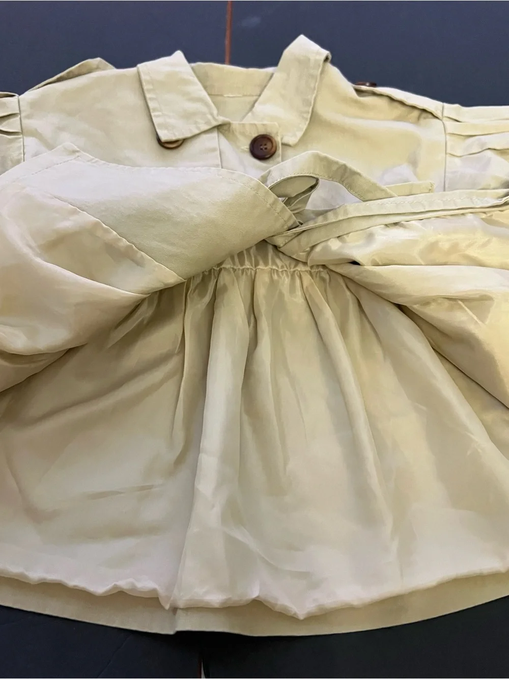 2T Toddler Girls Beige khaki Tie-Waist Trench Coat